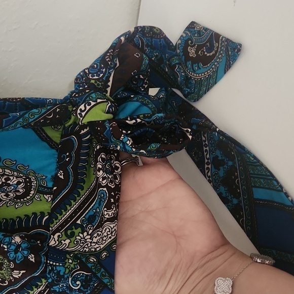 Bohemian  Cap Sleeve Graphic Blouse Size Medium Boho Western Rodeo Concert - Picture 3 of 5